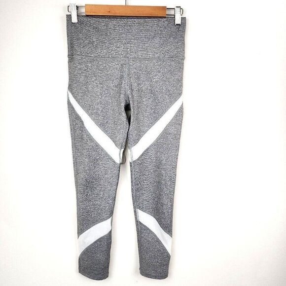 NWT Aerie “Chill Play Move” Gray White Full Length Leggings Mesh Panels Womens M - Picture 1 of 6